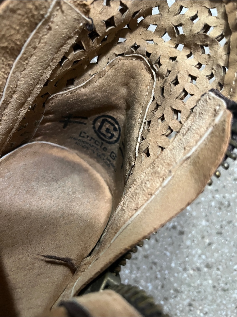 Circle G Tan Laser-Cut Ankle Booties with Side Zipper - Picture 2 of 5